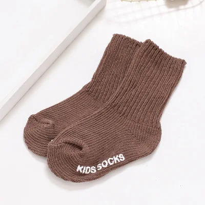 Новое поступление, милые мягкие хлопковые носки для новорожденных зимние Нескользящие дышащие носки детские теплые шерстяные носки средней длины для От 1 до 3 лет - Цвет: Coffee
