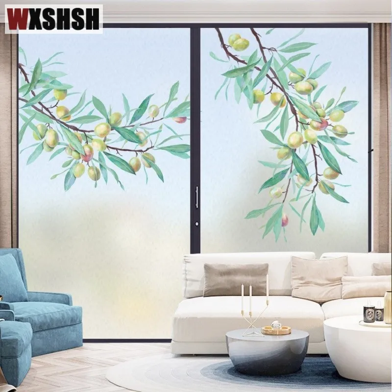 

Static Cling Window Film Custom Size Apricot Design PVC Frosted Light Transmitting Home Decals Tint-Film Reusable Glass Sticker