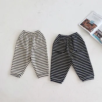 

Autumn 2020 Korean stripe Casual Pants Cotton Striped jacquard versatile boys' pants manufacturers wholesale 4-48