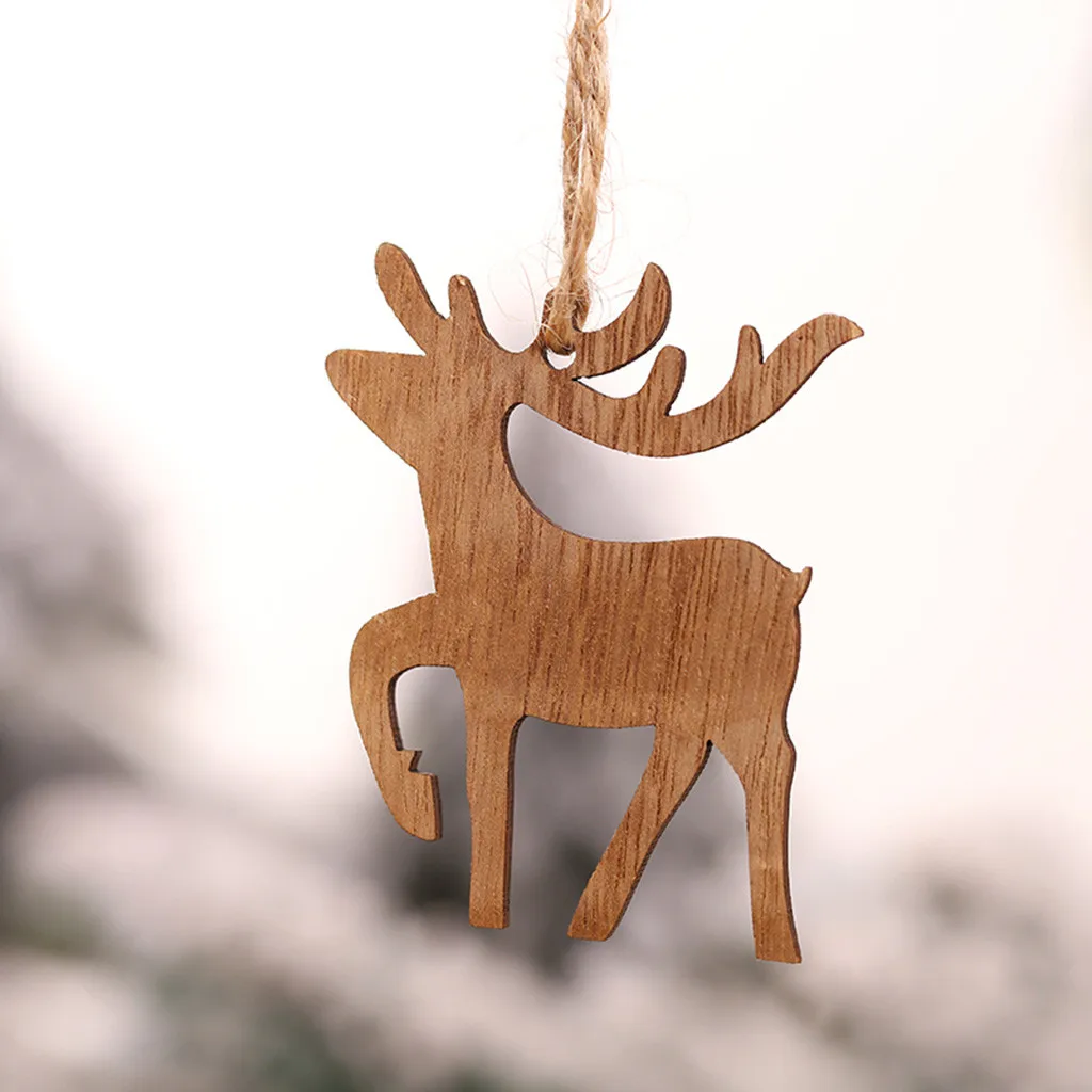 3 шт. рождественские деревянные подвесные Подвески, украшения для елки, лося, ангел, снежинка, сани, колокольчик в форме сердца, елки, рождественские товары, декор F104