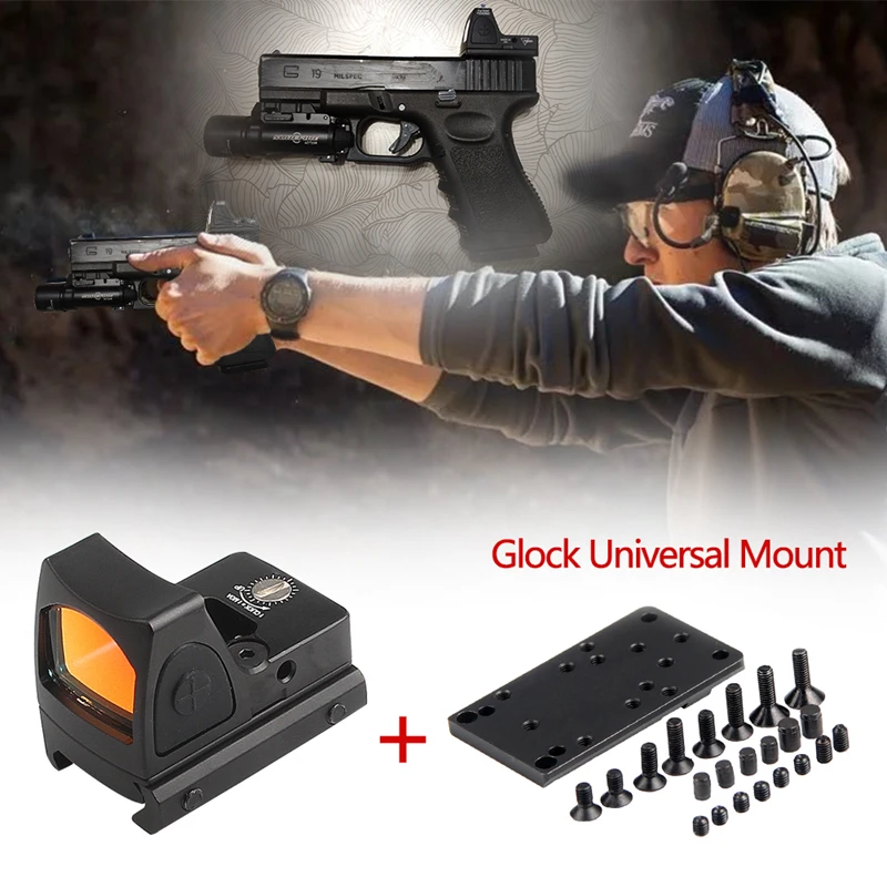 

Mini RMR Red Dot Sight Collimator Scope Reflex Sight Scope With Glock Universal Mount Airsoft Hunting Rifle Optical Sight