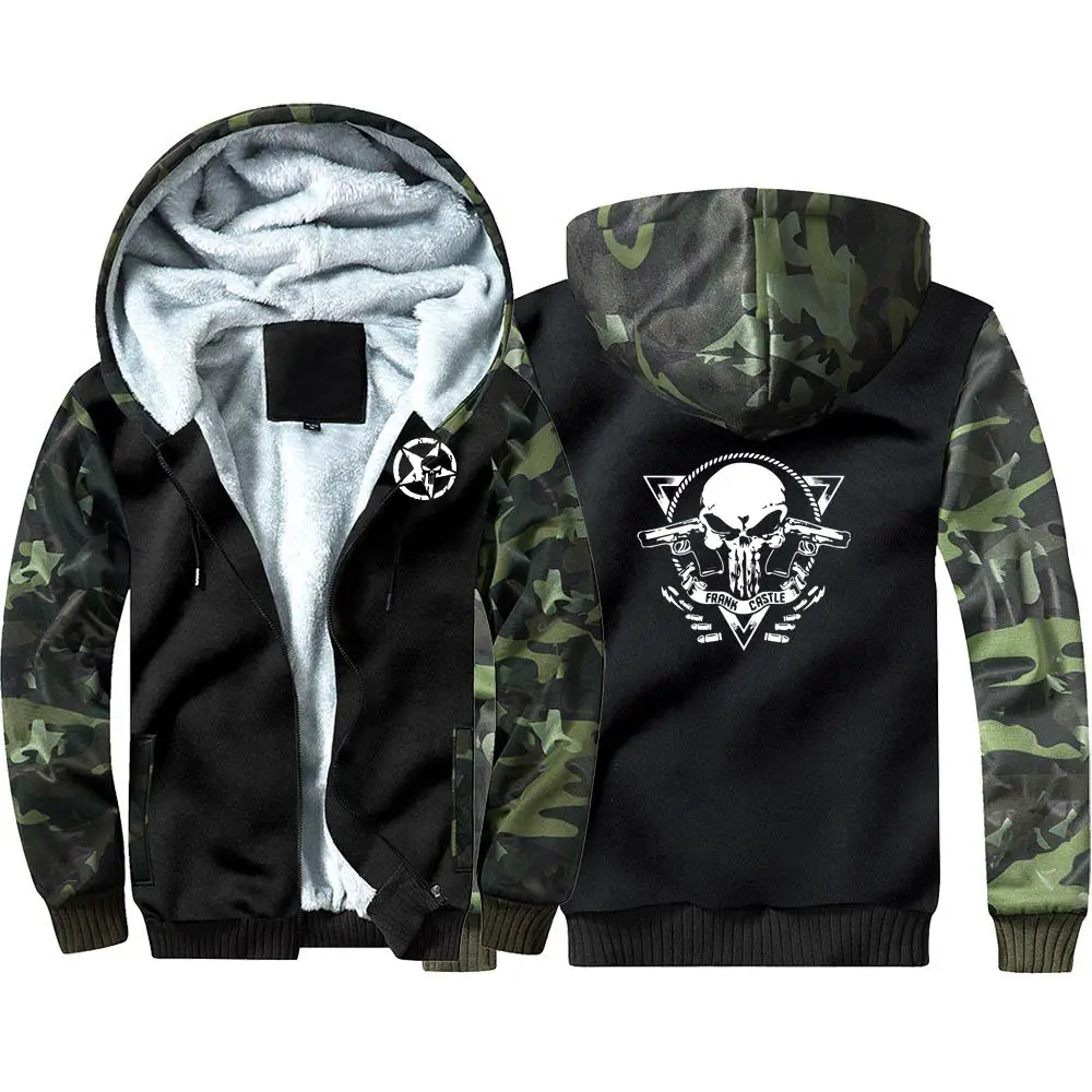 New The Punisher Camouflage Hoodie Sweatshirts Winter Thicken Hooded Coat Cosplay Costume Warm Men Women Clothing - Цвет: 07