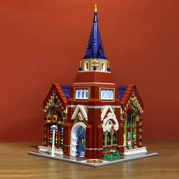 

IN stock creator street the union church light city china classic architecture Red house building blocks toys for kids gifts