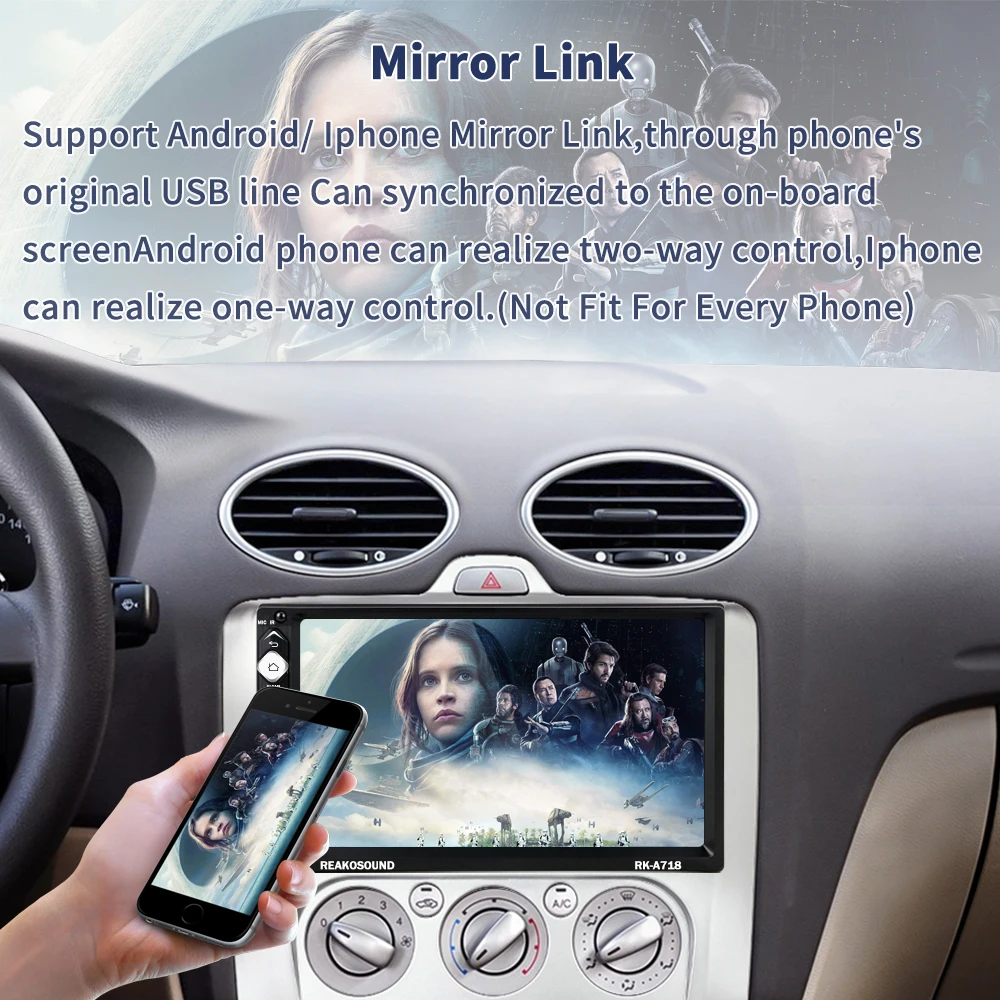 Авторадио AMPrime 2 Din " андроид мультимедийный проигрыватель 2din Bluetooth Видео Аудио Стерео Mirrorlink с камерой заднего вида