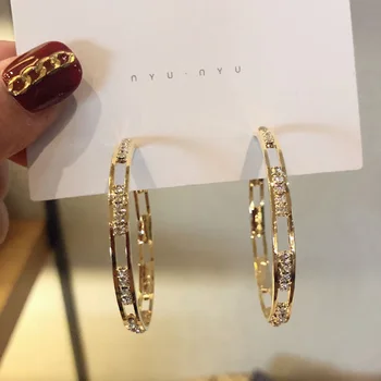 

S925 needle Fashion Hoop Earrings Hot Selling For Women Metal Golden Plating High Quality Crystal Earrings Trendy Jewelry Gifts