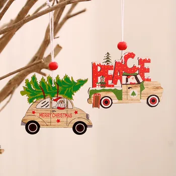

Wooden Painted Colorful Car Christmas Tree Ornaments Pendant Decor for Home Kids Toys Gifts Xmas New Year Party Decor Navidad