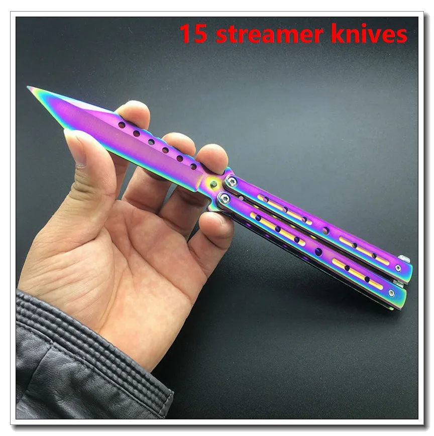 

Streamer Butterfly Training Knife Folding Knife Titanium Practice Tool Training Knife Set Accessories 1PC Quick Delivery