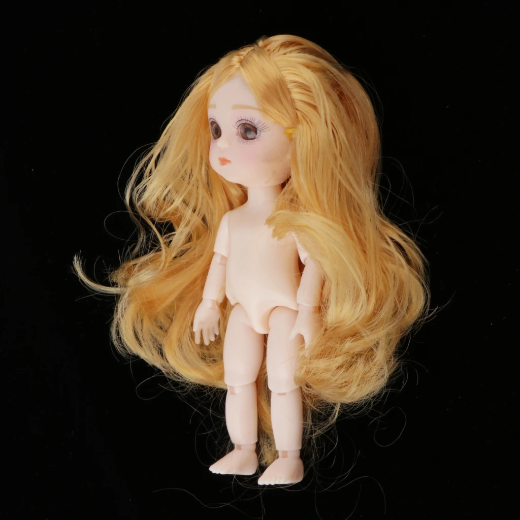 Mini 16cm 13 Joints Nude Girl Doll Body Model DIY Accessory Blond Hair
