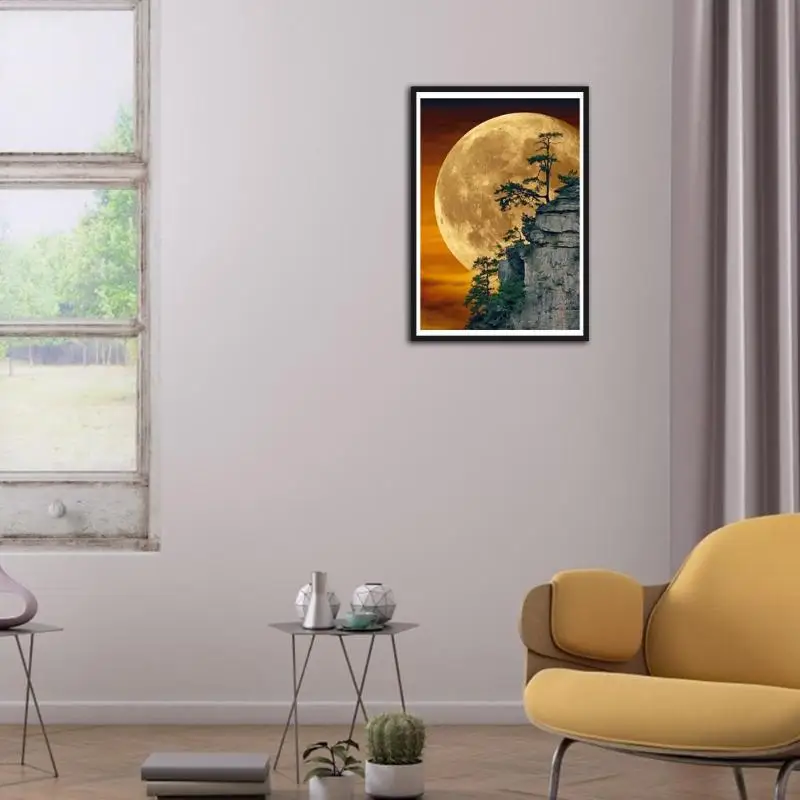 

5D DIY Full Drill Diamond Painting Moon Scenery Pattern Cross Stitch Ornament Delicate Necessary Household Decoration Supplies