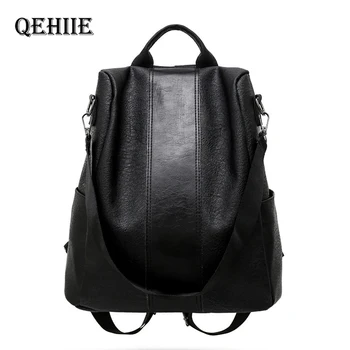 

New Fashion Women Backpack Female Anti-theft Backpack Classic PU Leather Solid Color Backpack Fashion Shoulder Bags Dropshipping
