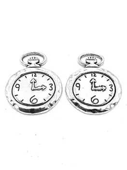 

10pcs Pocket Watch charms pendant 32x27mm antique silver ornament accessories jewelry making DIY base material
