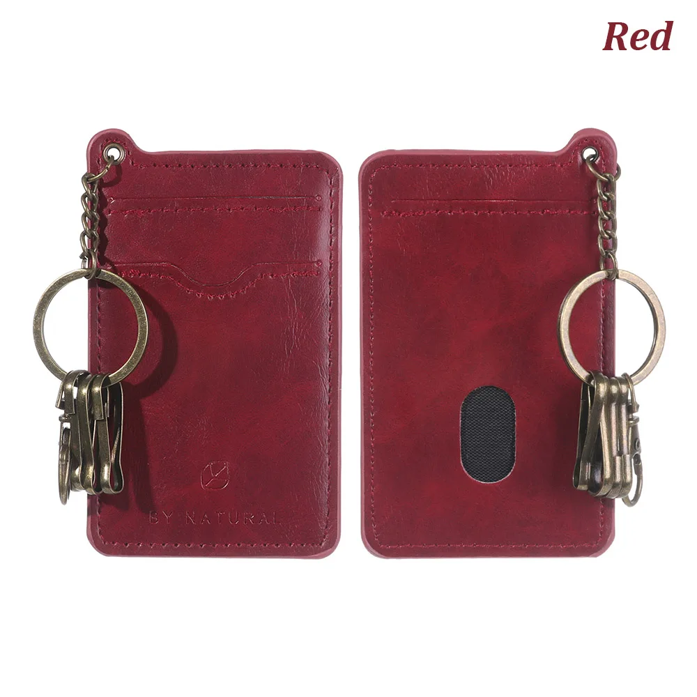 red Новинка, 1 шт., модные, новые, мужские, женские, мульти-карты, ретро, визитная карточка, искусственная кожа, ID, держатели для кредитных карт, брелок для ключей, однотонный - Цвет: red