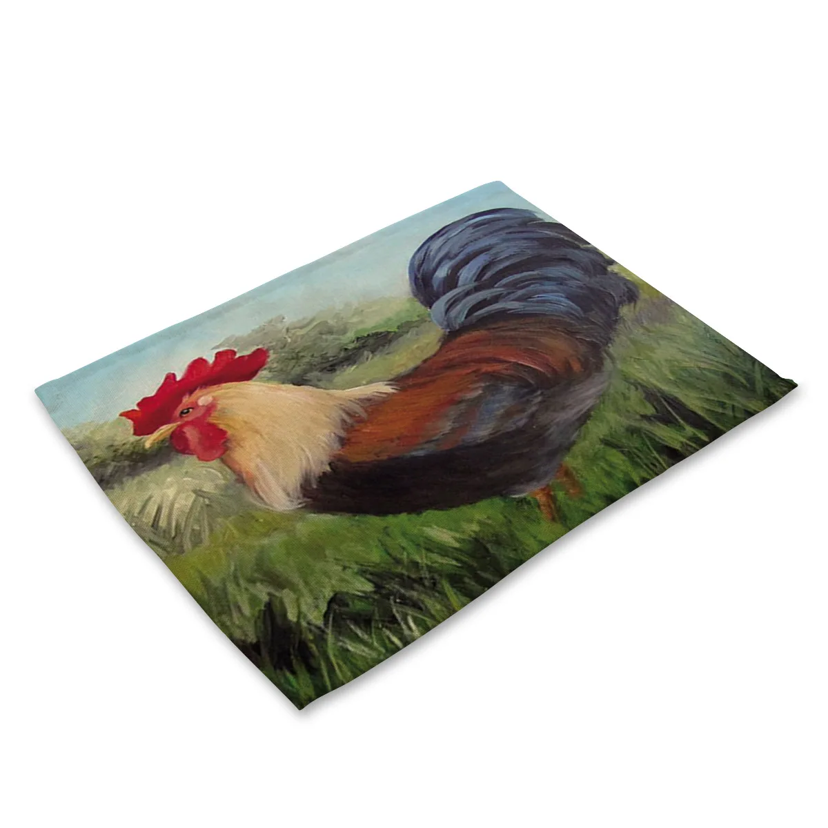 Картина маслом с изображением животного петуха льняные салфетки для кухонного стола подставки для напитков американский кантри дизайнерские вечерние украшения - Цвет: Oil Painting Cock 02
