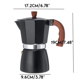 

300ml Italian Espresso Stove Top Coffee Maker Percolator Pot 6 Cups Black Household And Kitchen Accessories