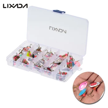 

Lixada 30PCS Metal Fishing Lures Paillette Spoon Lures Salmon Bass Lures Sequin Treble Hook Spinner Artificial Bait Peasa
