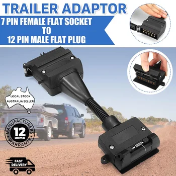 

7 Pin Female to 12 Pin Flat Male Trailer Connector 12V Towbar Towing Durable Waterproof Plugs Socket Adapter Protects Connection