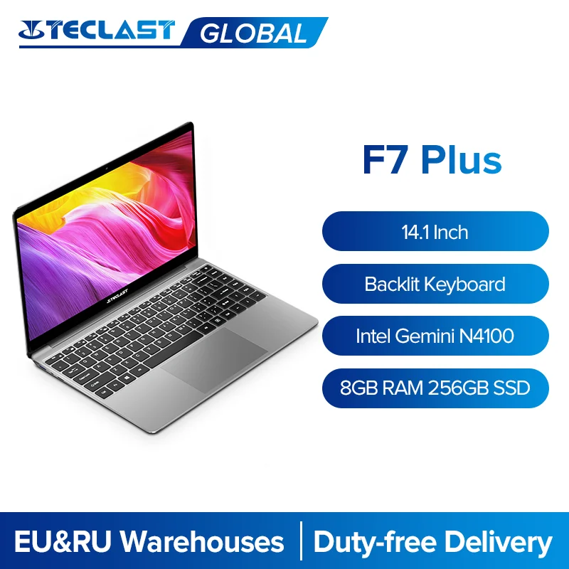 En venta Teclast-ordenador portátil F7 Plus, 14,1 pulgadas, 1920x1080, Windows 10, Intel N4100, 8GB, DDR4, 256GB, SSD, teclado de retroiluminación, Notebook actualizado AjXNekRnx9x