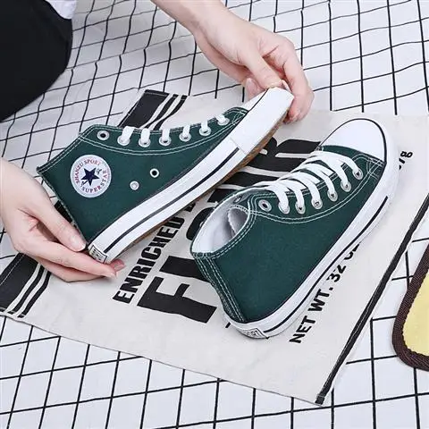 Dark green Высокие кроссовки для мужчин; парусиновая обувь; сезон осень; Вулканизированная обувь для мальчиков; классические кроссовки года; кроссовки унисекс; Весенняя мужская обувь - Цвет: Dark green