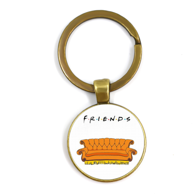 Friends TV Show Pendant Keychain Character Cartoon Fun Pattern 25mm Glass Cabochon Key Ring Keyholder Good Friend Gift