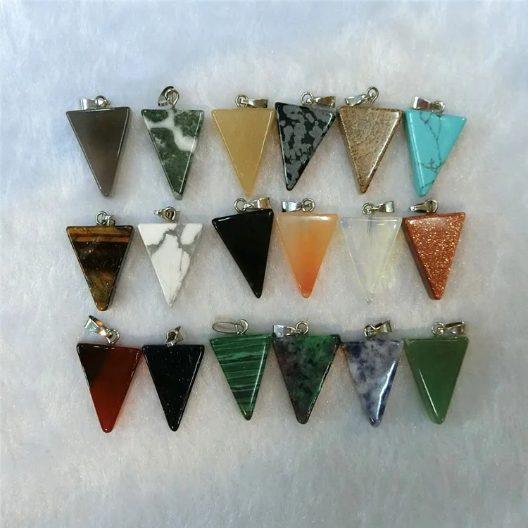 Mixed color DYNE985 24 шт. натуральный камень кварц кристалл тигровые глазки бирюза опал Агаты Подвески для DIY ювелирных изделий ожерелье серьги - Metal color: Mixed color DYNE985