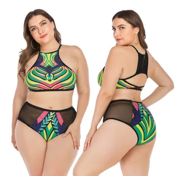 

Surfing Suit Swimming Clothes Rush Guard Bathing Suits For Women Plus Size Bikini Fat Woman Push Up Cup Swimsuit Print Polyester