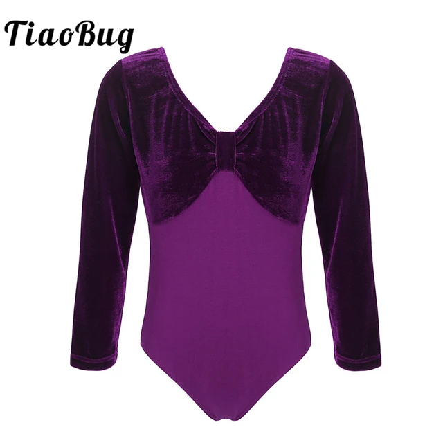 Kids Stretchy Velvet Patchwork Long Sleeve Ballet Dancewear Girls  Gymnastics Leotard Performance Figure Skating Dance Costume - AliExpress