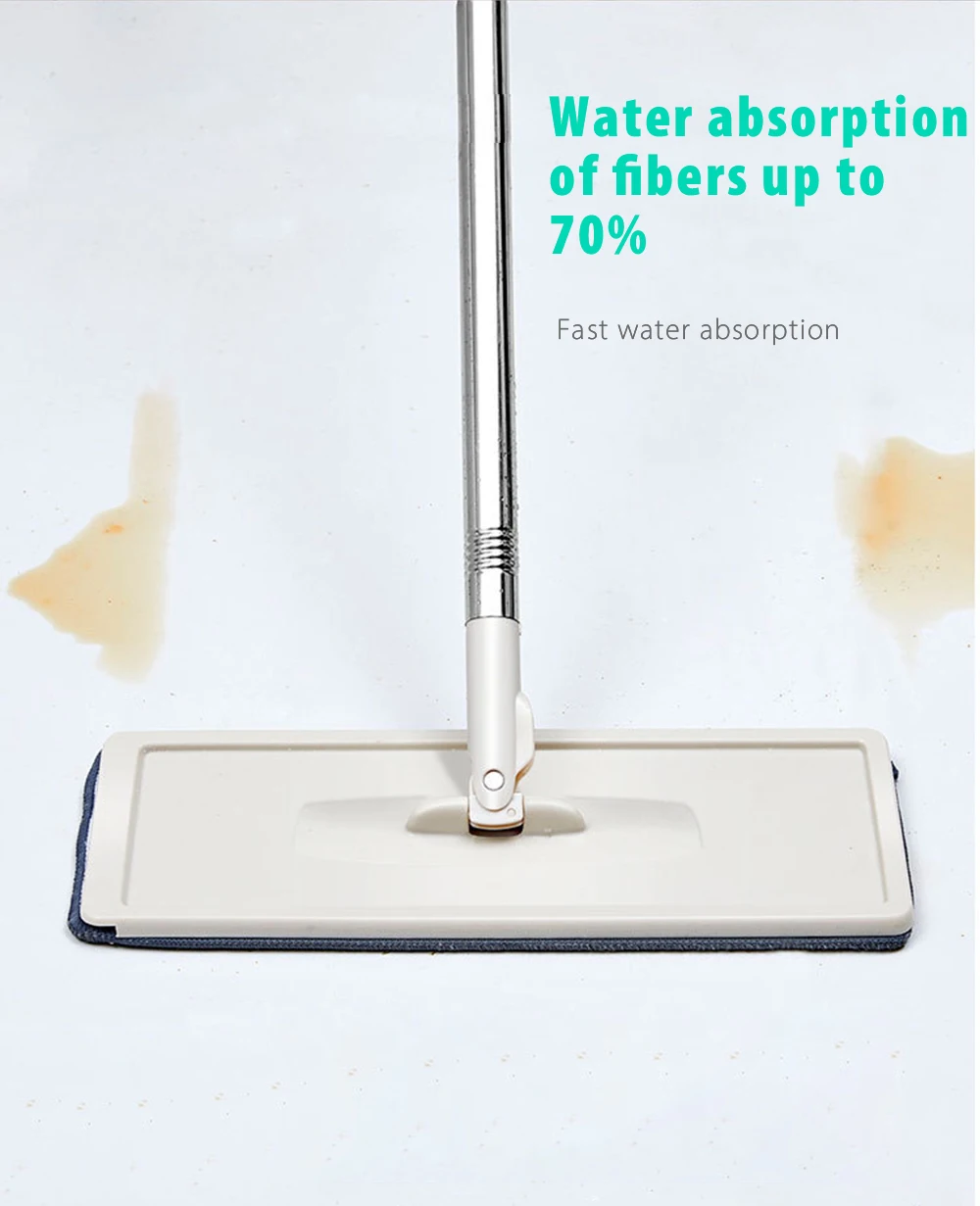 Flat Squeeze Bucket Hand Free Wringing Floor Household Cleaning Mop 