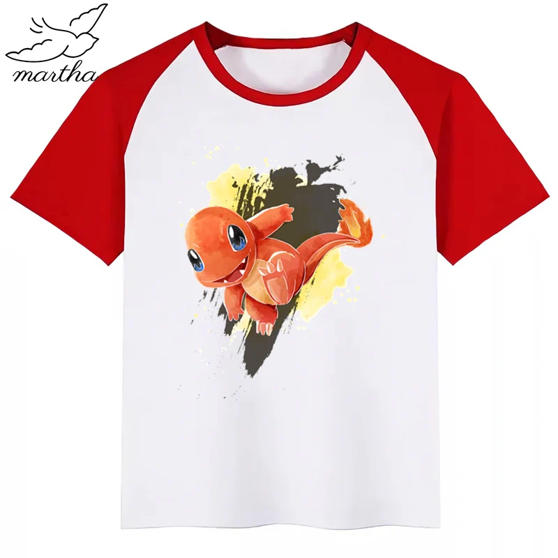 Новинка; детская футболка с принтом «Pokemon Go»; Футболка с принтом «сделай сам»; забавная одежда для маленьких детей; детская летняя футболка - Цвет: RedC