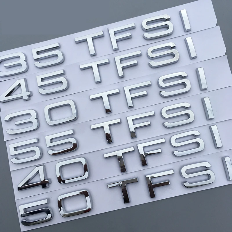 

Letter Number Emblem for Audi 1.8T 2.0T 2.4 3.0T 3.2 3.6 A3 A4 A5 A6L A7 A8L Q3 Q5 Q7 30 35 40 45 50TFSI Car Trunk Logo Sticker