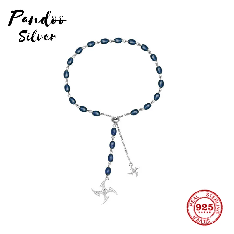 Модная подвеска Стерлинговое Серебро копия 1:1, регулируемый браслет Shuriken с голубым нано циркониевый женский Monaco ювелирный подарок