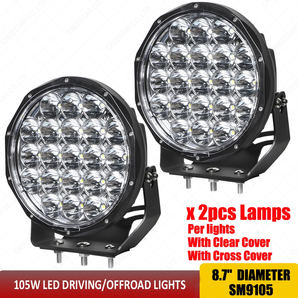 Hotsale 4x4 offroad driving light 8.7inch 105Watts 9800lumen Round 4x4 led off road light Bumper Front Led work lights x2pcs