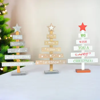 

Nordic INS Home Creative Window Desktop Decoration Mini Christmas Tree Decoration Wooden Board Christmas Decorations