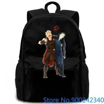 

Avenger Endgame Thor and Loki Get Help Game Cute White Stranger Things Design New women men backpack laptop travel school