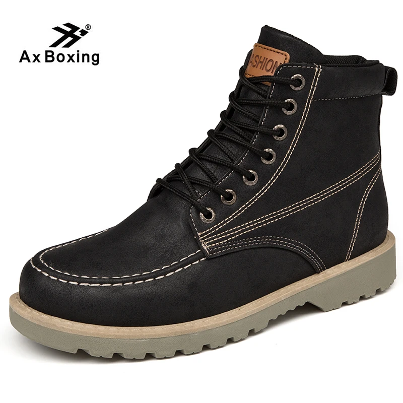 

AX BOXING High Top Waterproof Men Work Boots Men's Casual Leather Outdoor Tooling Boot Grey