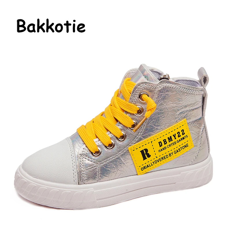 Bakkotie/ новые детские высокие кроссовки для маленьких девочек; Осенняя дышащая розовая повседневная обувь для мальчиков; модная детская спортивная обувь из мягкой искусственной кожи