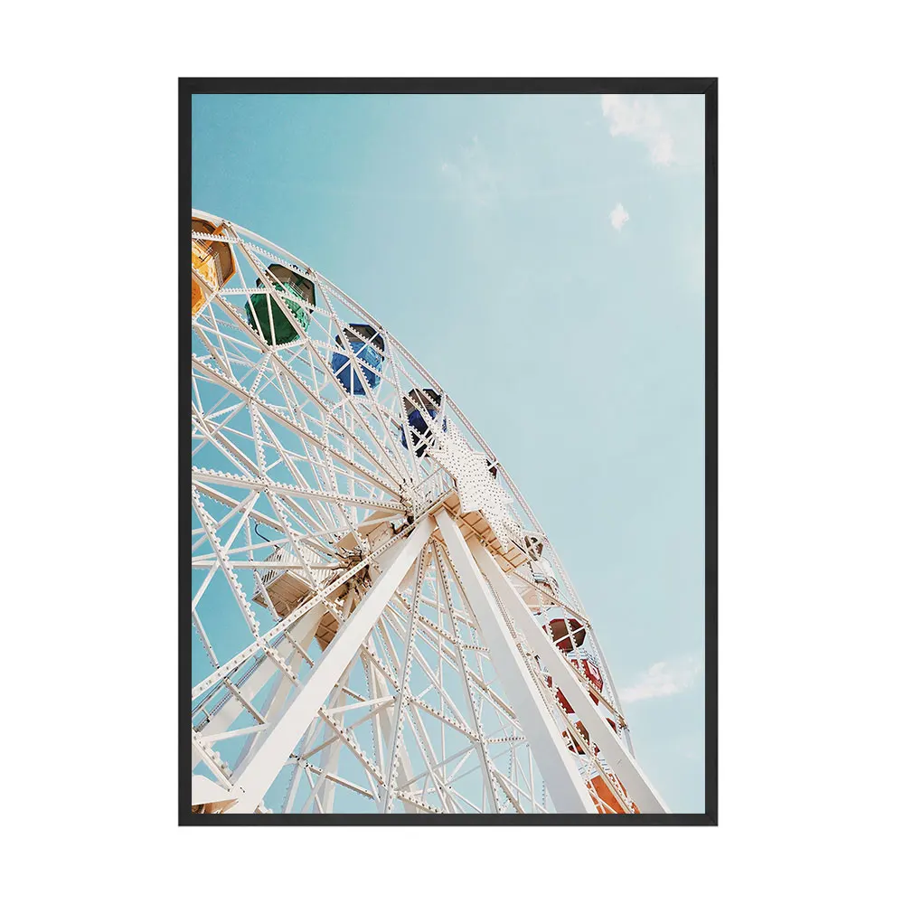 California-Beach-Van-Canvas-Painting-Ferris-Wheel-Print-Tropical-Palm-Poster-Pastel-Color-Wall-Art-Nordic (6)