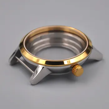 

40mm 316 SS gold mens watches case Fit Miyota 8215/821A/8205 Seagull ST movement automatic mechanical wristwatches sapphire