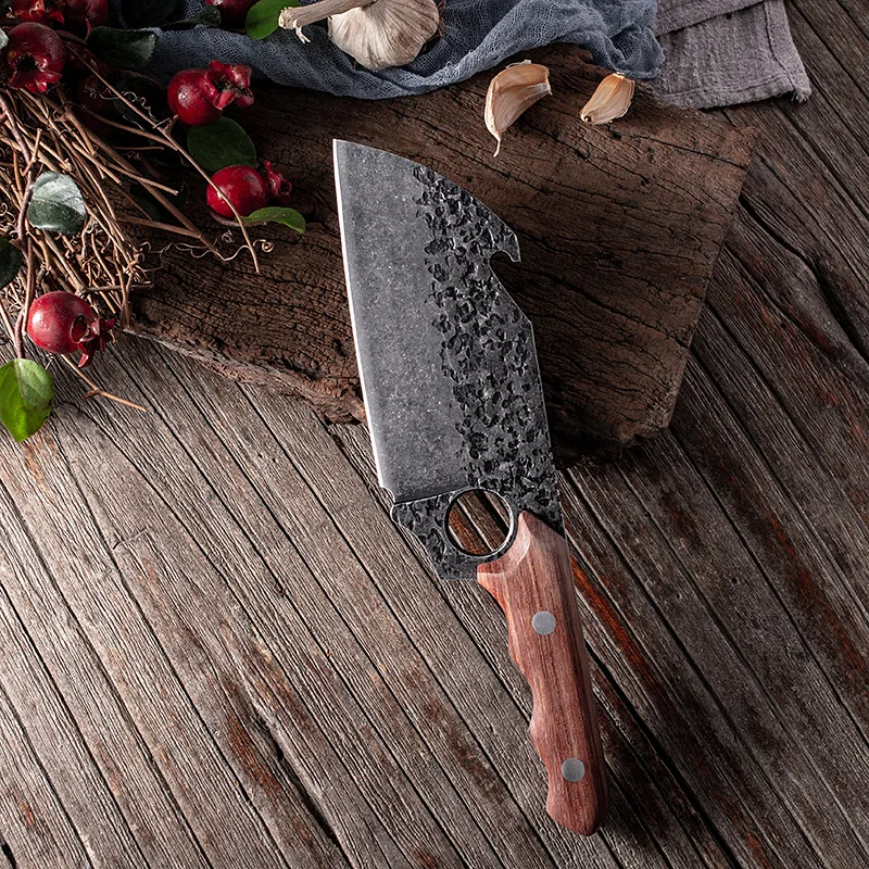  Meat cleaver, 5 Outdoor Knife Survival Forged Stainless Steel  Hunting Knife for Meat Fish Fruit Vegetable Kitchen Cleaver Chef Knife  w/Cover Cleaver Knife,BY KKZY: Home & Kitchen