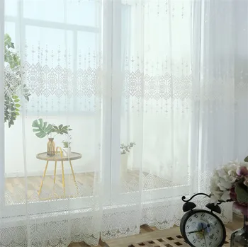 

Su embroidery window screen mesh white living room bedroom European custom processing finished products