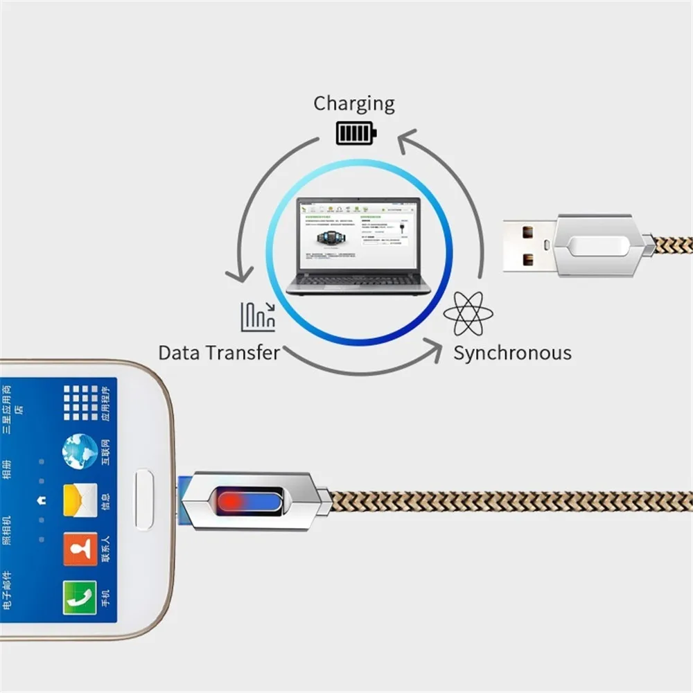 LED USB C Cable for Samsung Galaxy S10 S9 Plus Note 9 Fast Mobile Phone Charging Type-C Cable for Xiaomi Mi9 Huawei USB-C Cord