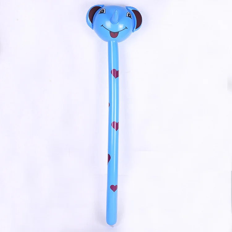PVC Children's Inflatable Animal Head Long Stick Cow Rabbit Tiger Giraffe Avatar Balloon