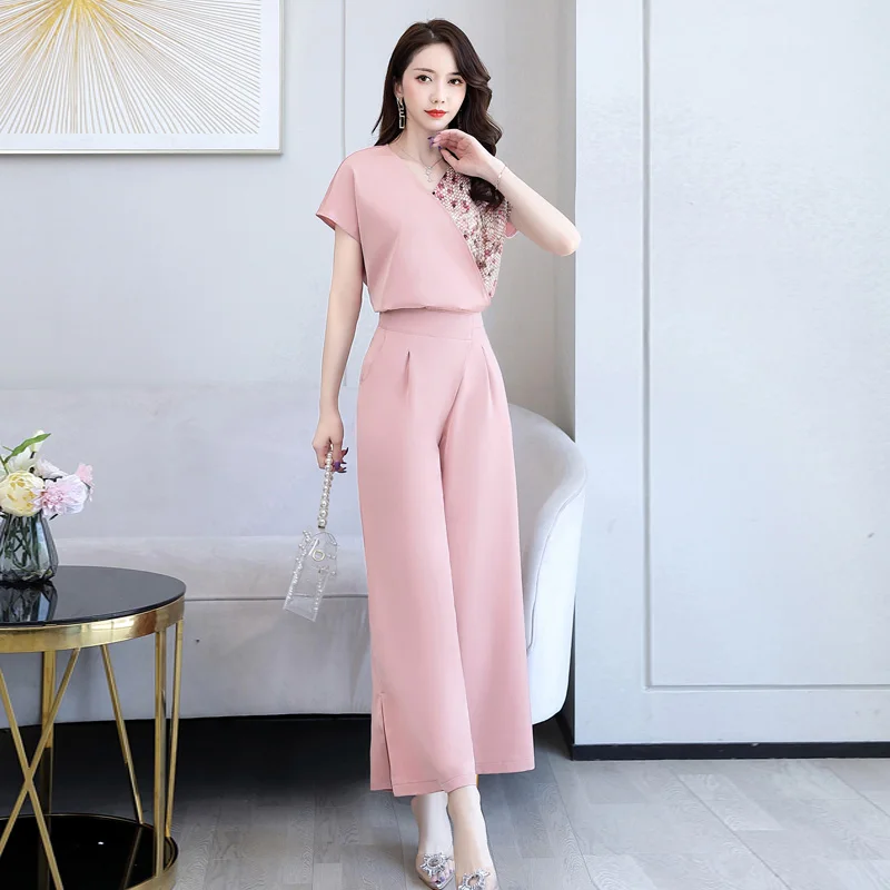 Новинка лета 2020 года костюм для женщин снижения срока службы брюки с широкими