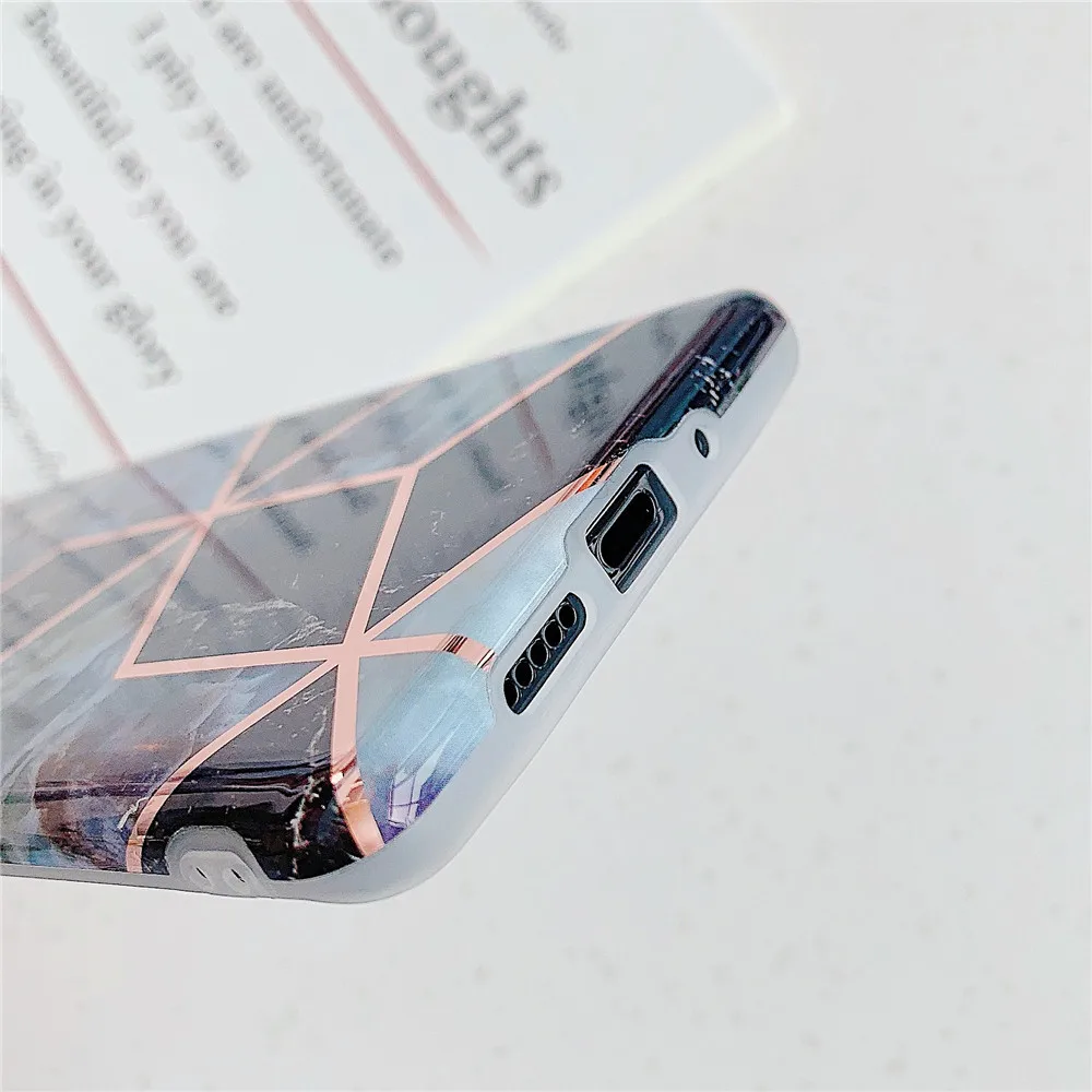 Гальванический геометрический мраморный чехол для телефона huawei P20 P30 Pro Lite mate 20 Pro Lite mate 30 противоударный мягкий IMD задняя крышка