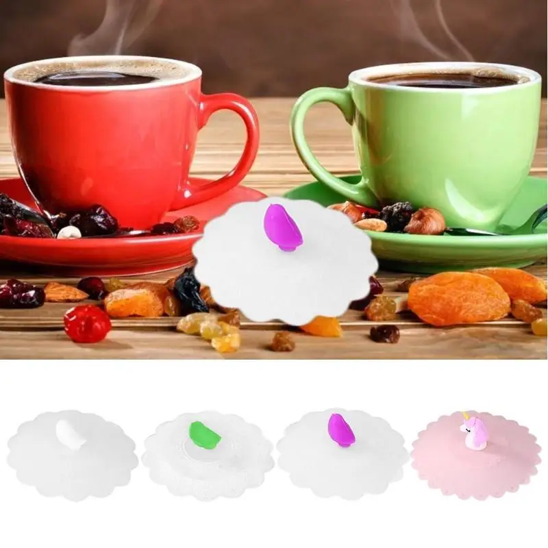 

Cute Reusable Cup Lid Silicone Cup Cover Heat-resistant Multifunction Food Fresh Seal Lid Glass Mugs Cover Kitchen Gadgets