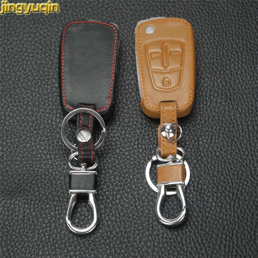 Jingyuqin кожаный чехол для ключей Vauxhall/Opel/Astra H/Corsa D/Vectra C/Zafira 3 кнопки без логотипа|opel key
