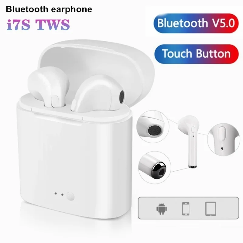 

i7s Tws Wireless Earphones Bluetooth Earphones Earbuds Handsfree in Ear Headset with Charging Box Mic For All Smartphones