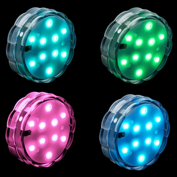 10 ламп RGB Подводный погружной светодиодный свет Аккумуляторный акцентный свет для вазы, цветочный, аквариумное освещение - Испускаемый цвет: changeable