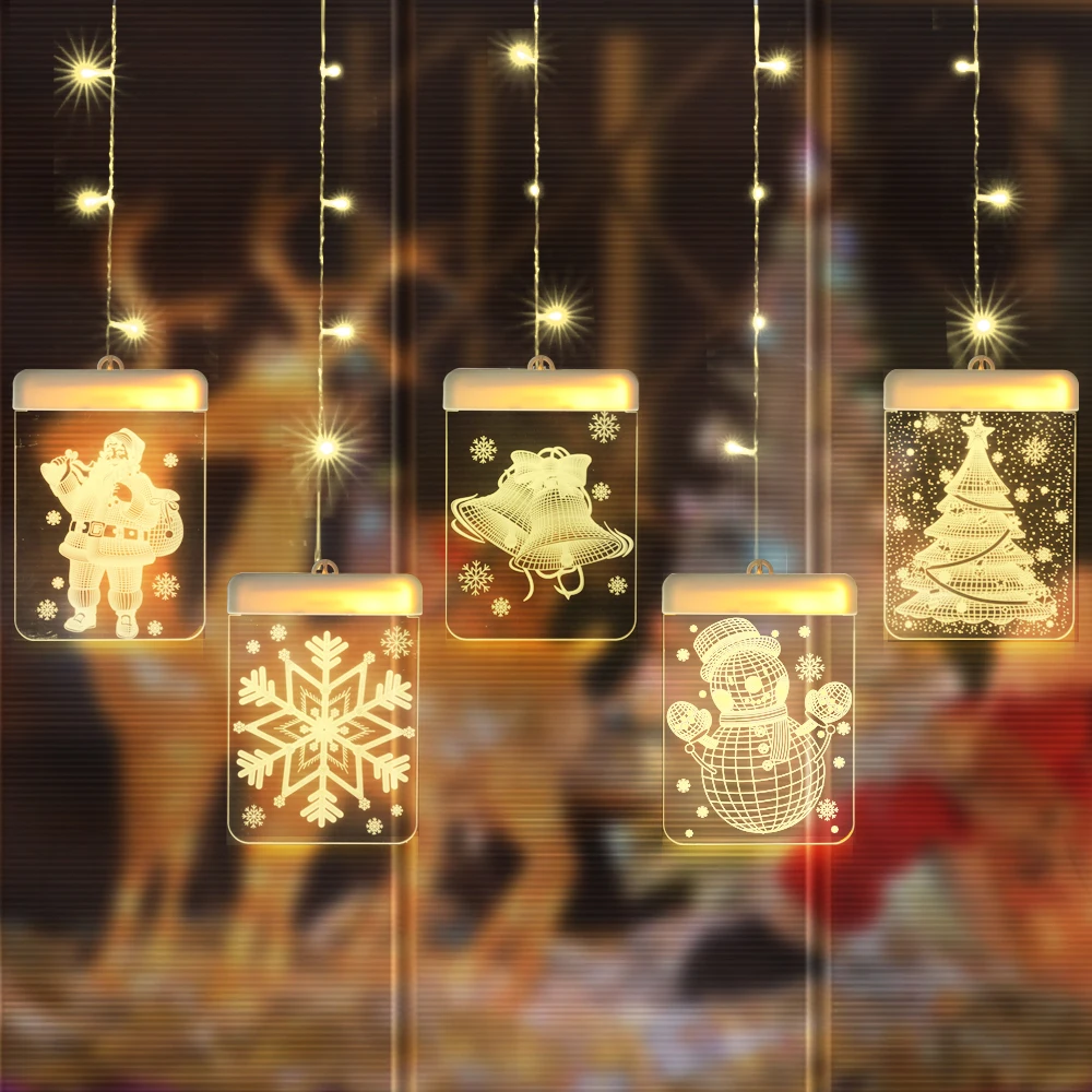 

USB 3D Hanging String Light Christmas Curtain Night Lamp Room Decoration Wedding Christmas Fairy Lighting Home Party Decor