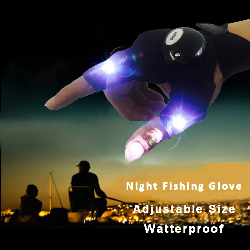 

Half Finger Work Glove Men Night work gloves Night Fishing Glove with LED Bicycle Cycling Tactical Combat Protective Gloves