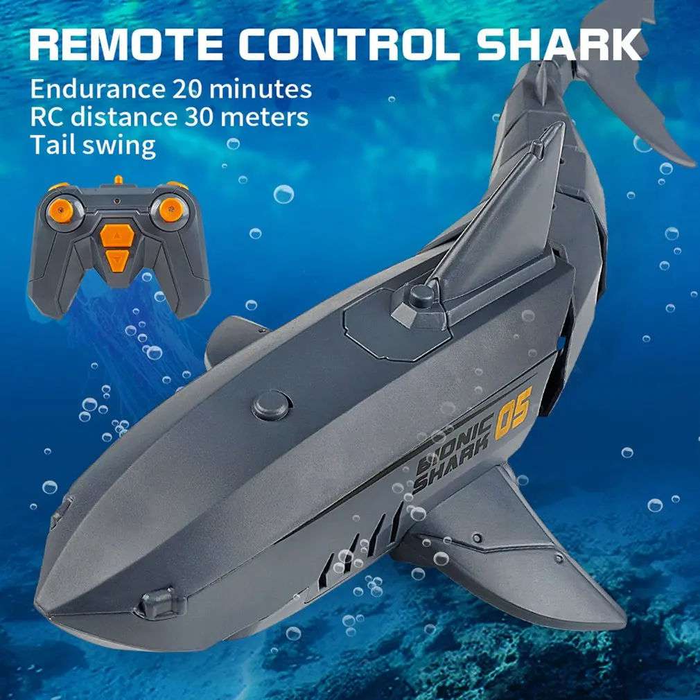 RC 잠수함 상어 원격 제어 전기 상어, 충전식 물 어린이 전기 장난감 선물, 원격 제어 보트, 2.4G, 신제품